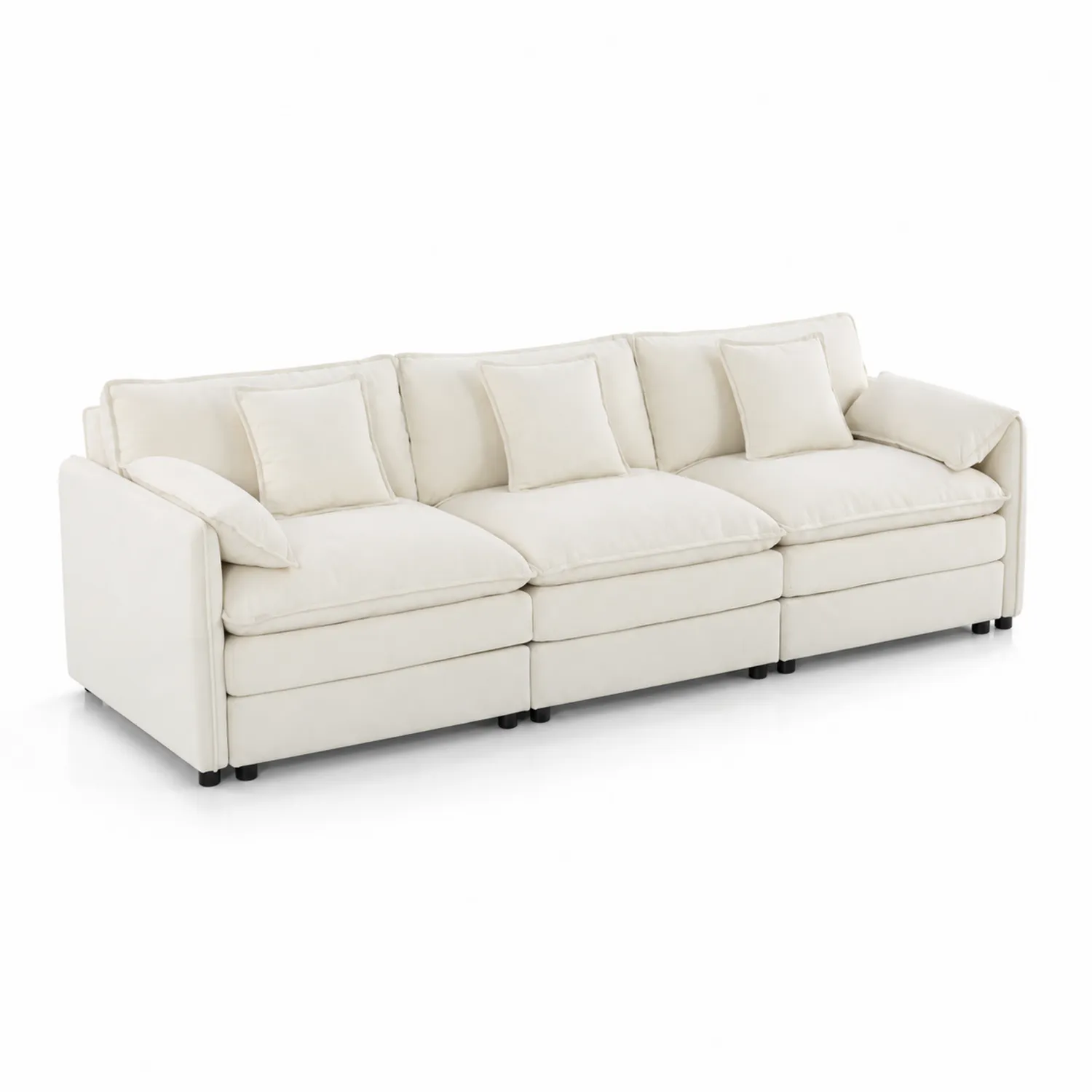 Modulares Stoffsofa Creme 4-Sitzer