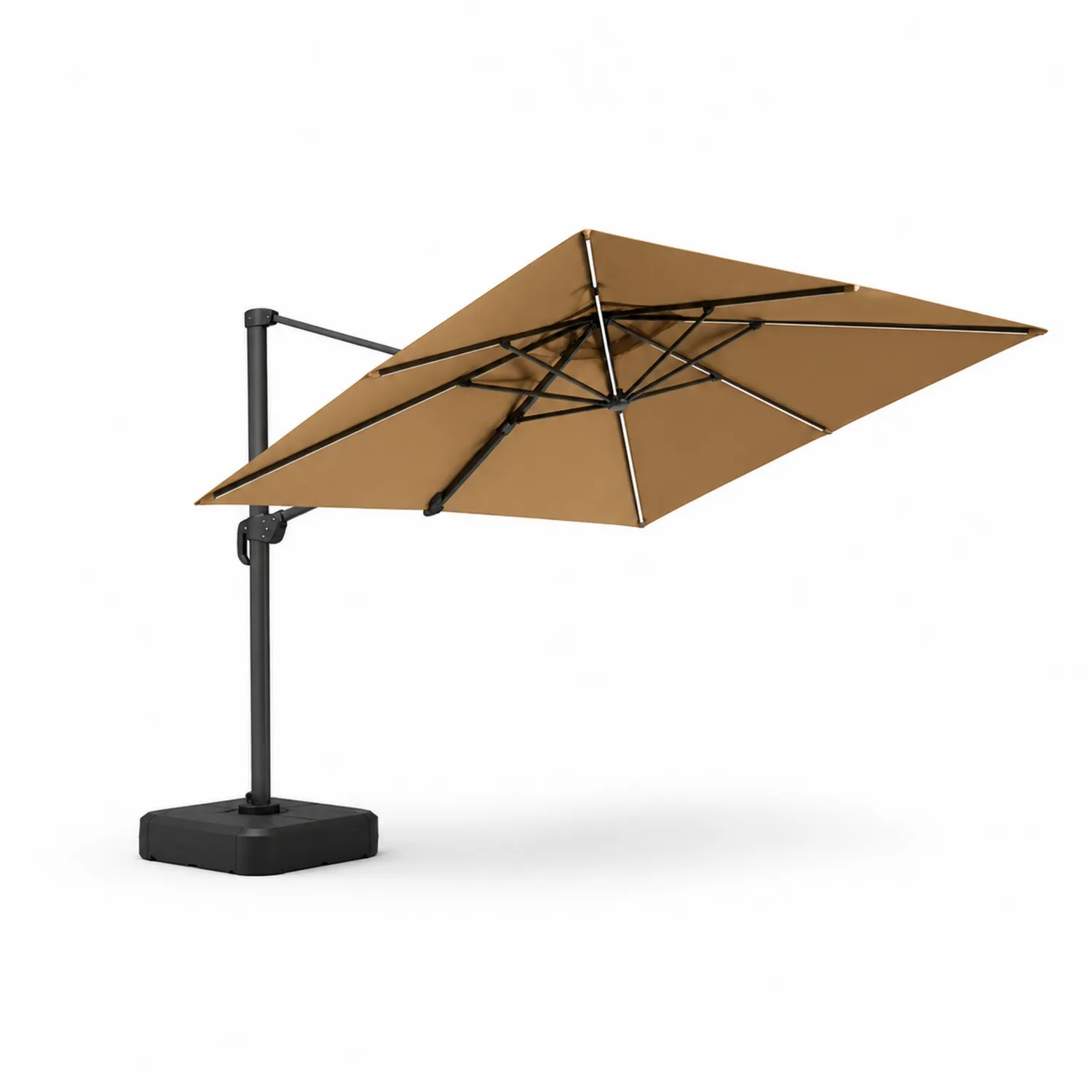 Ampelschirm Aluminium Polyester Rechteckig Braun 300 cm