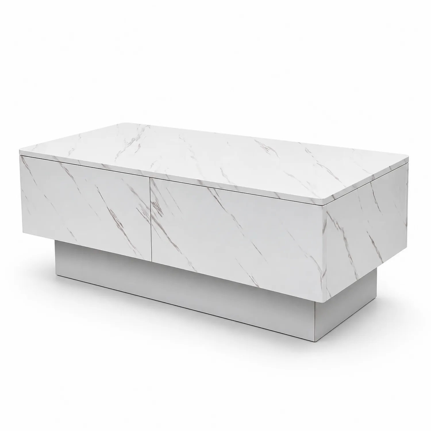 Couchtisch aus MDF mit Marmoroptik Weiß
