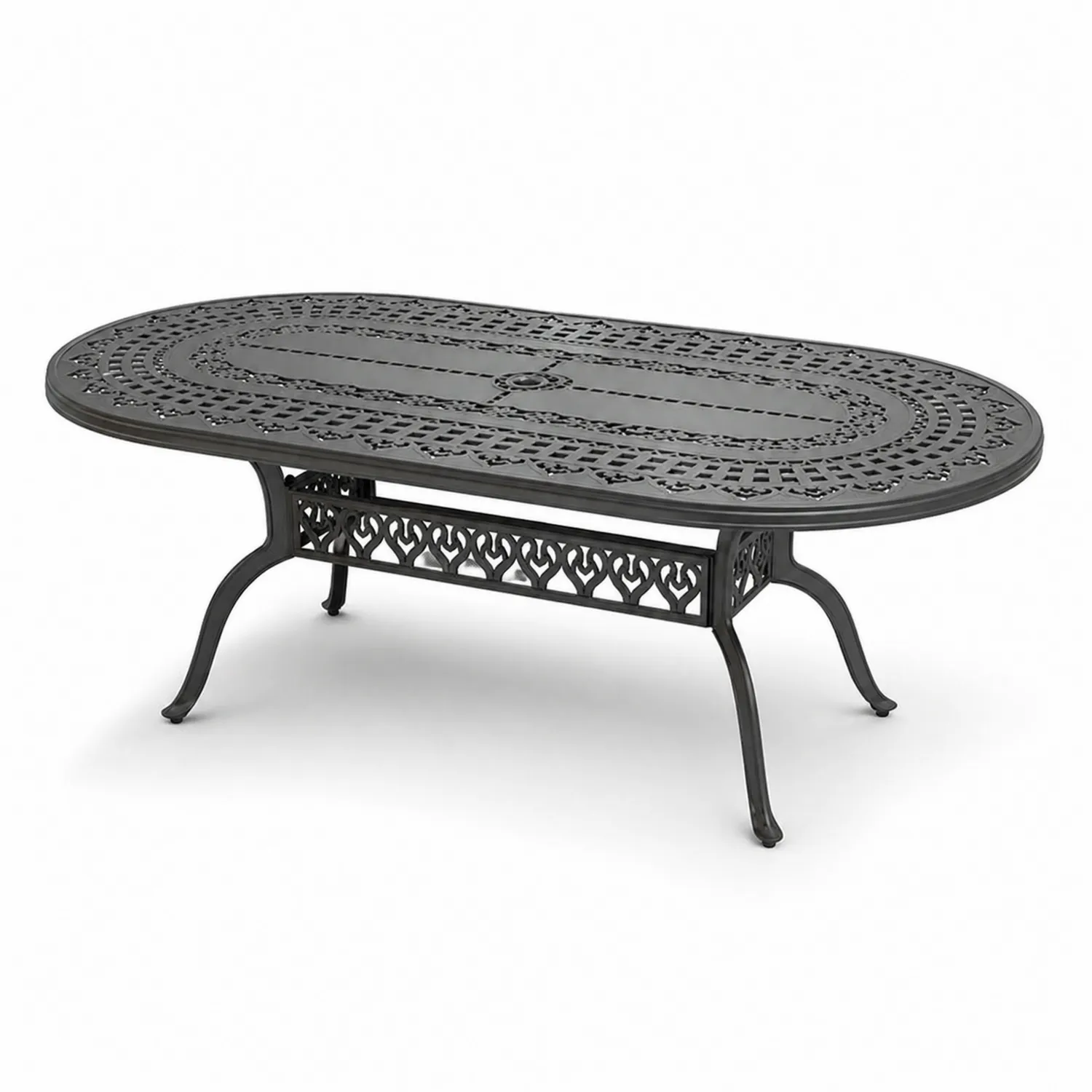 Ovaler Aluminium-Esstisch 200 cm Schwarz
