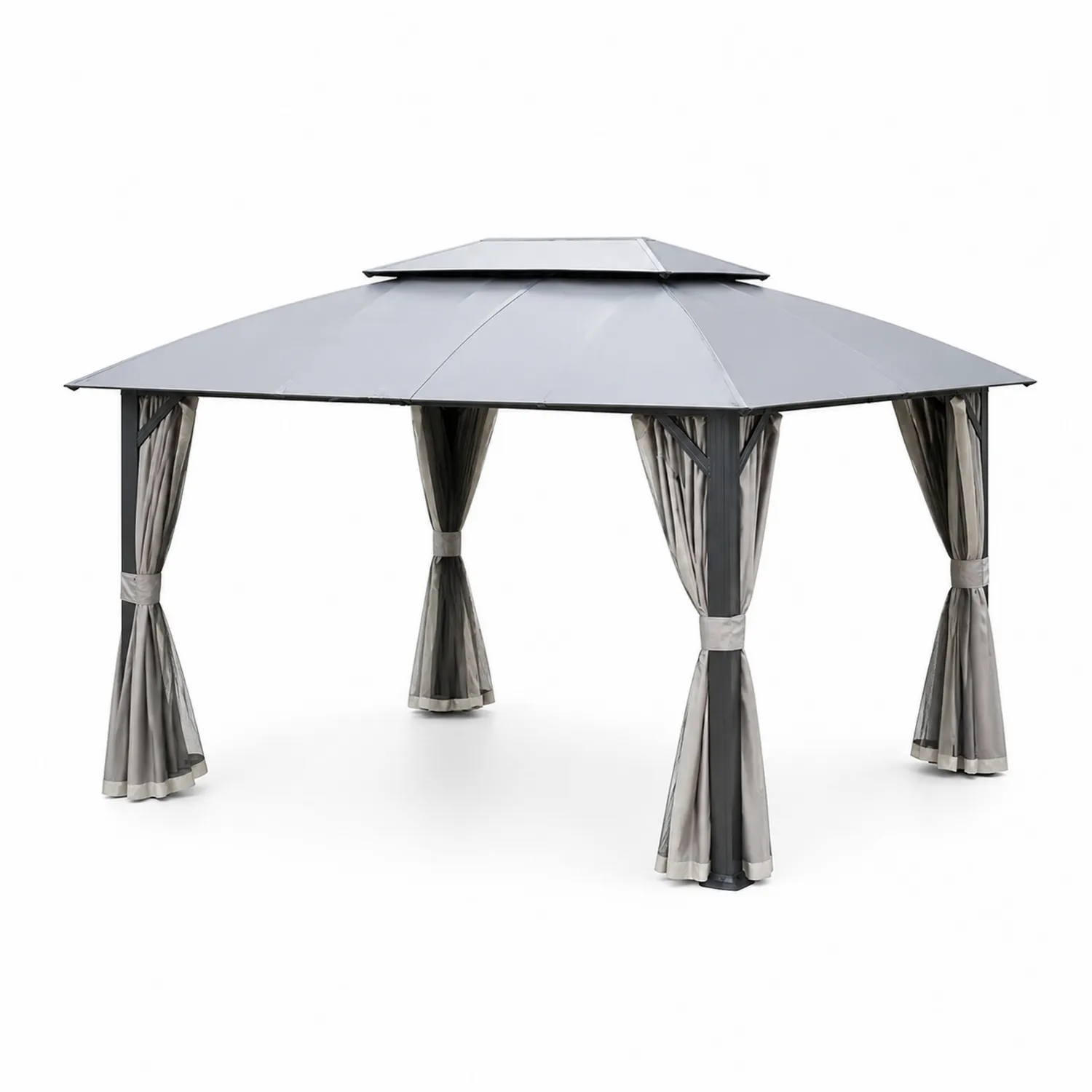 Pavillon 3x4 m Aluminium Stahl Grau
