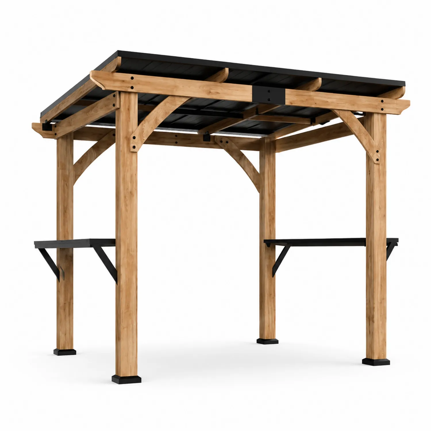 Holzpavillon mit Ablage und schwarzem Dach