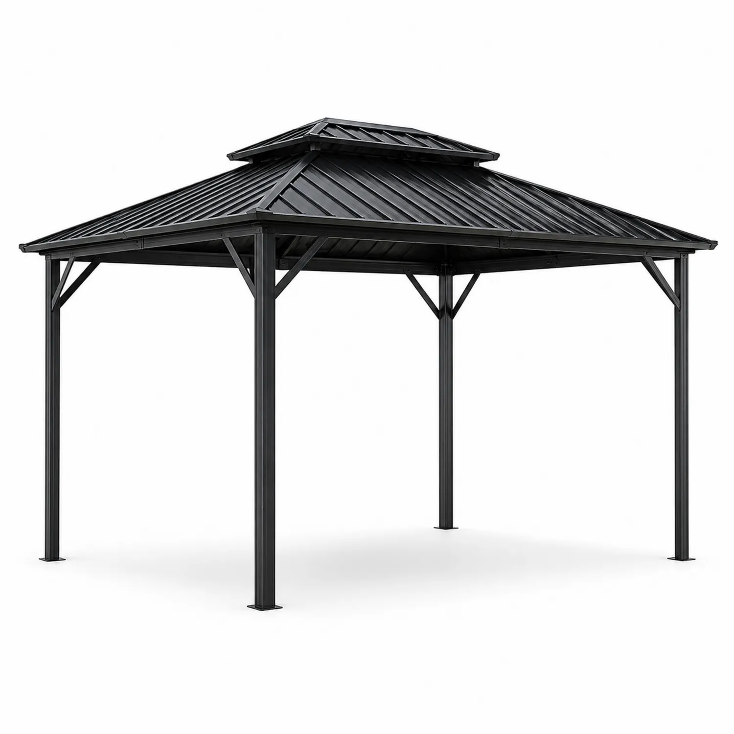 Metallpavillon mit Stahlrahmen 300x300 cm Schwarz