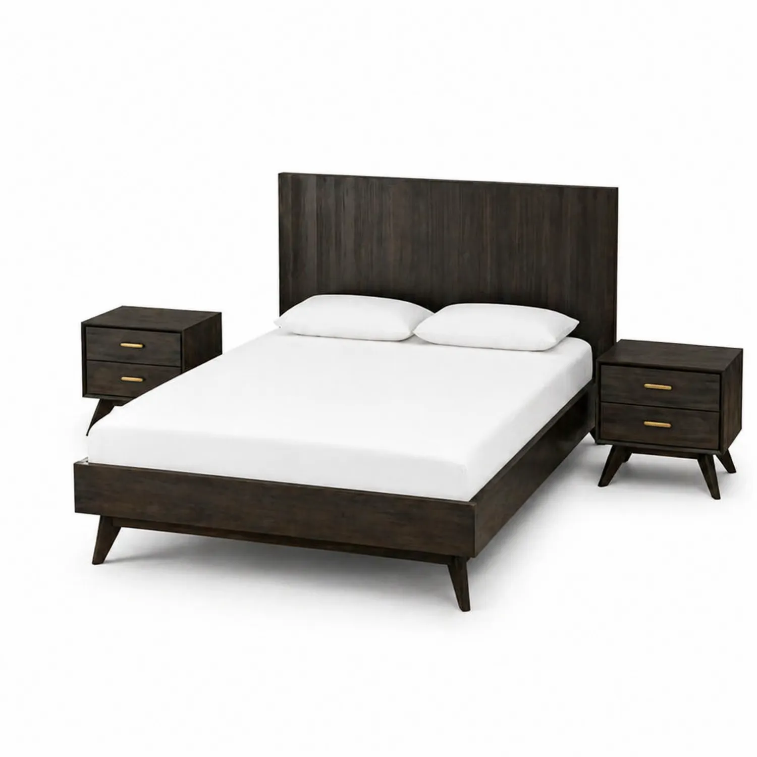 Bett-Set aus Holz Dunkelbraun