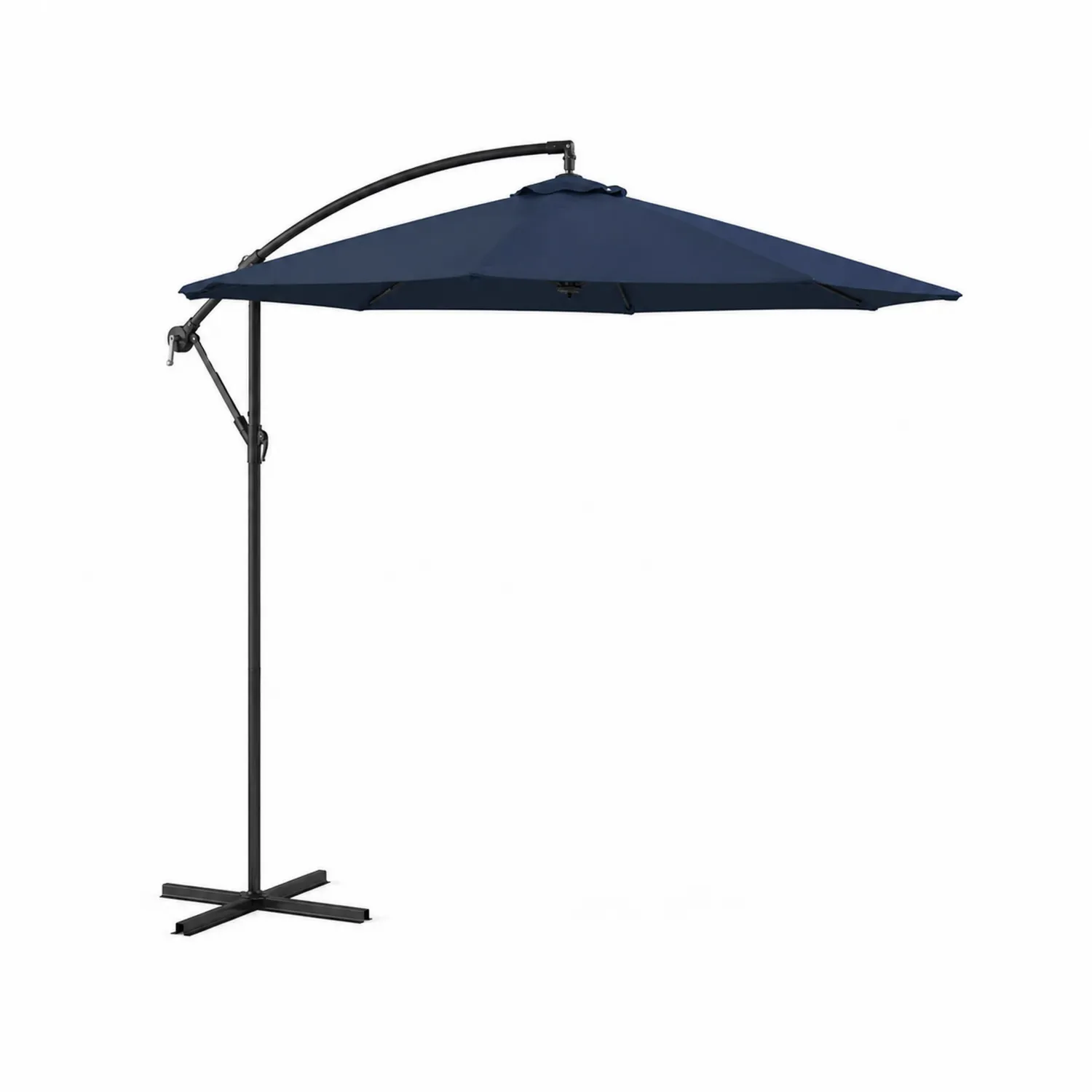 Runder Ampelschirm aus Polyester und Stahl, 300 cm, Dunkelblau
