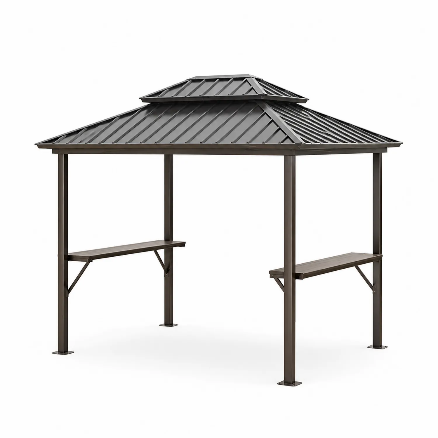 Metallpavillon 3x3m mit Doppeldach und Ablagen