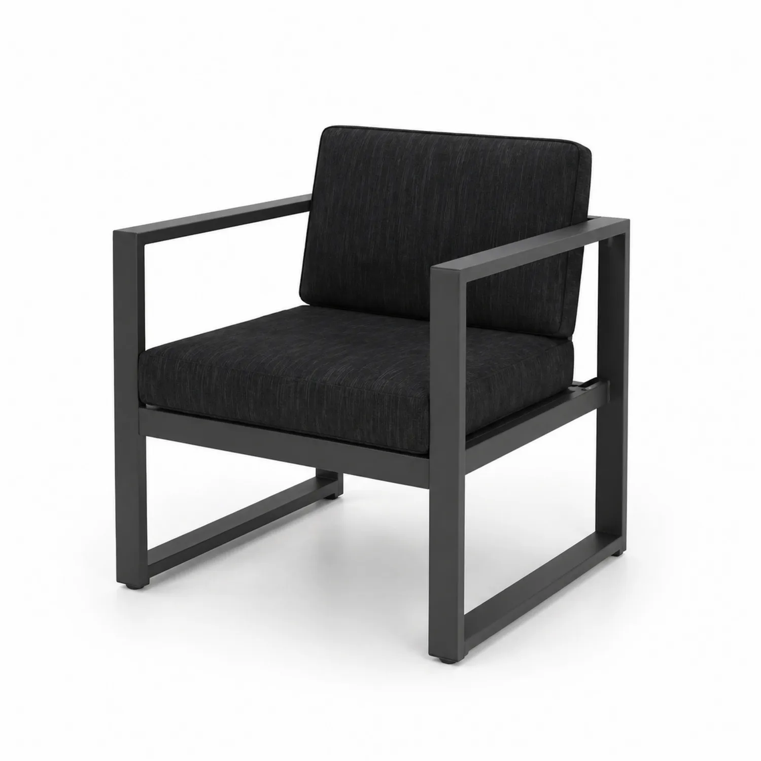 Aluminium Outdoor-Sessel mit Polyesterkissen Schwarz