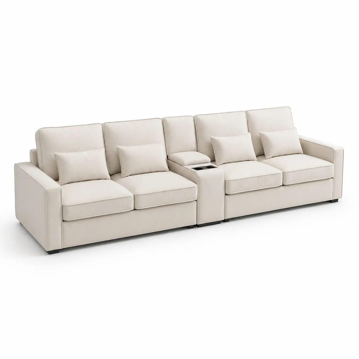 Modulares Stoff-Sofa mit Getränkehalter 300cm Beige