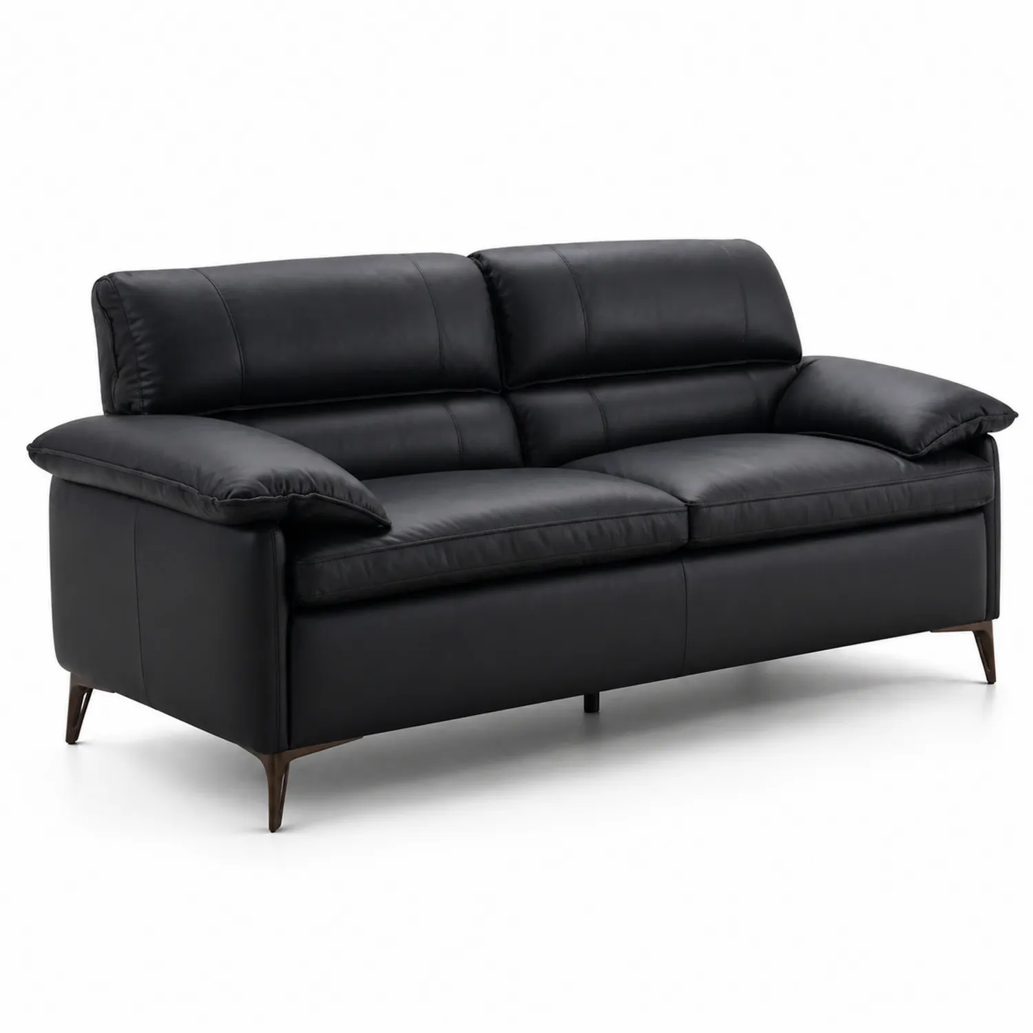 Ledersofa 3-Sitzer Schwarz 200cm