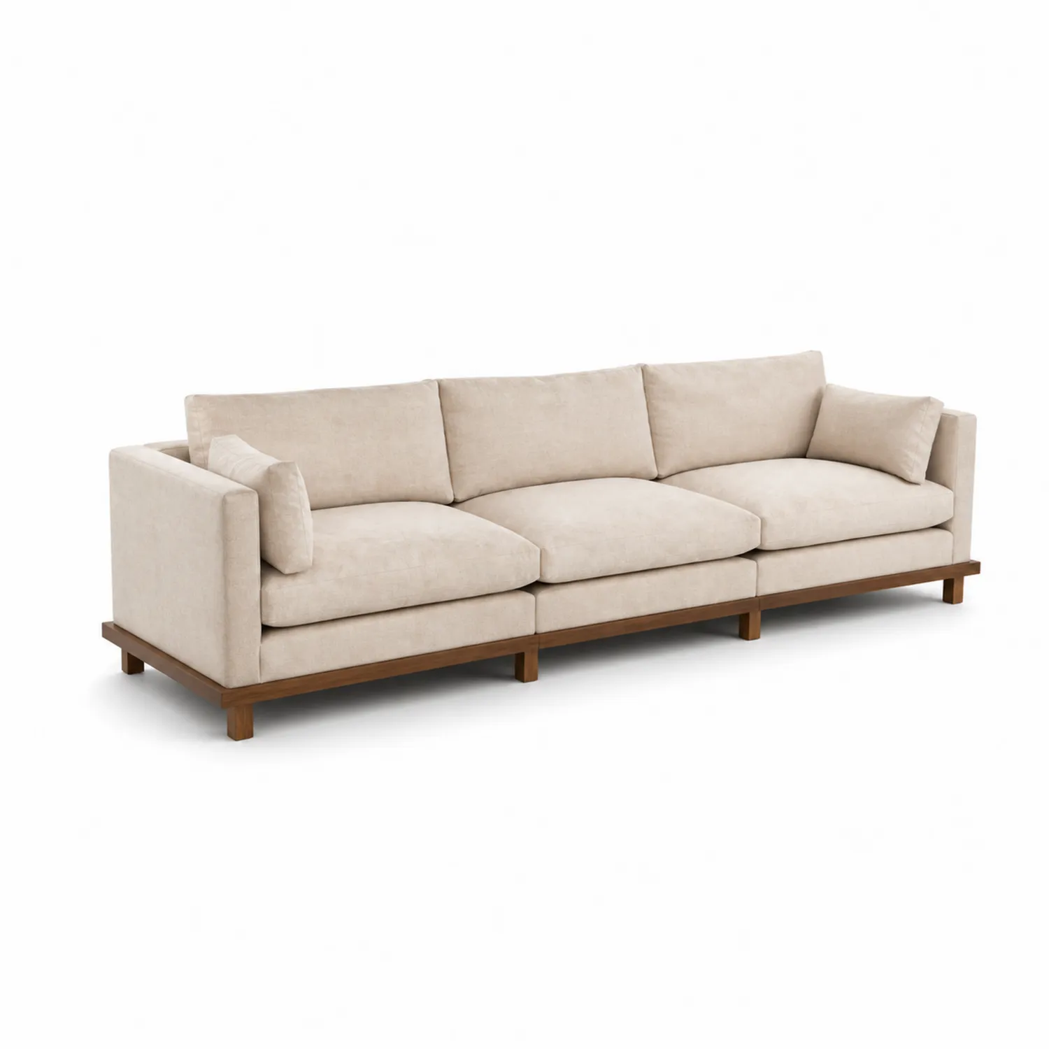 3-Sitzer Sofa Stoff Beige mit Holzrahmen