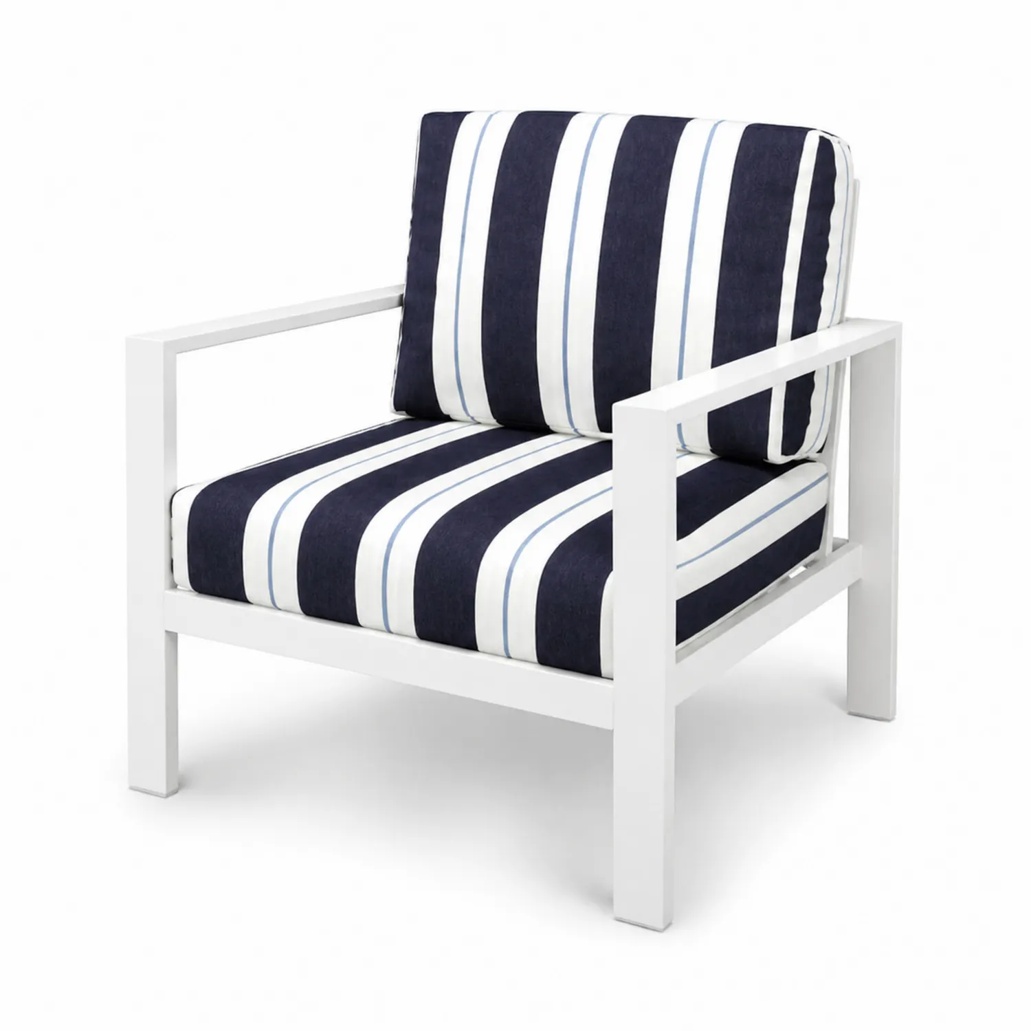 Outdoor-Sessel Aluminiumrahmen Marineblau/Weiß