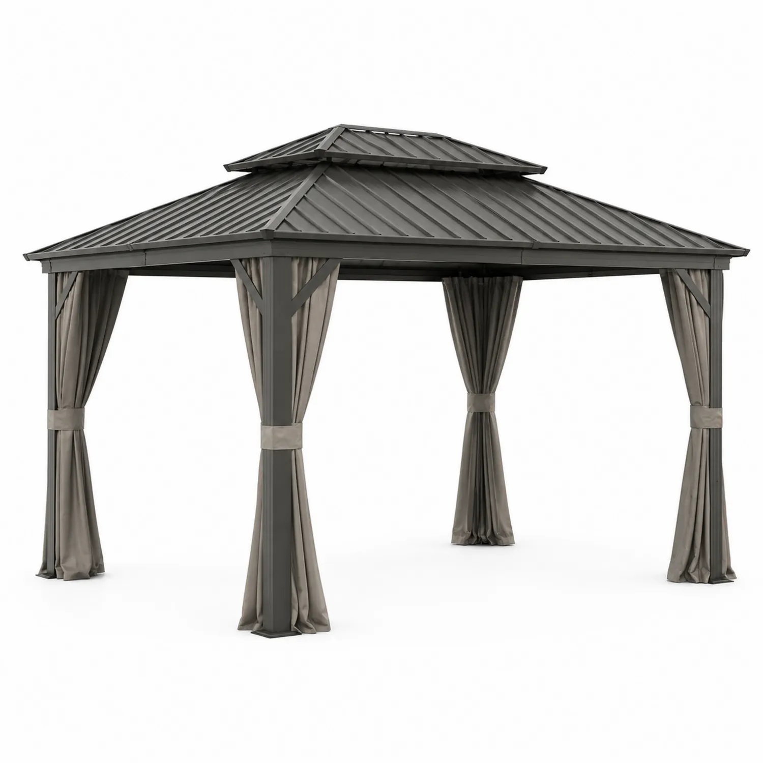 Metall Gartenpavillon 3x4m Aluminium Grau