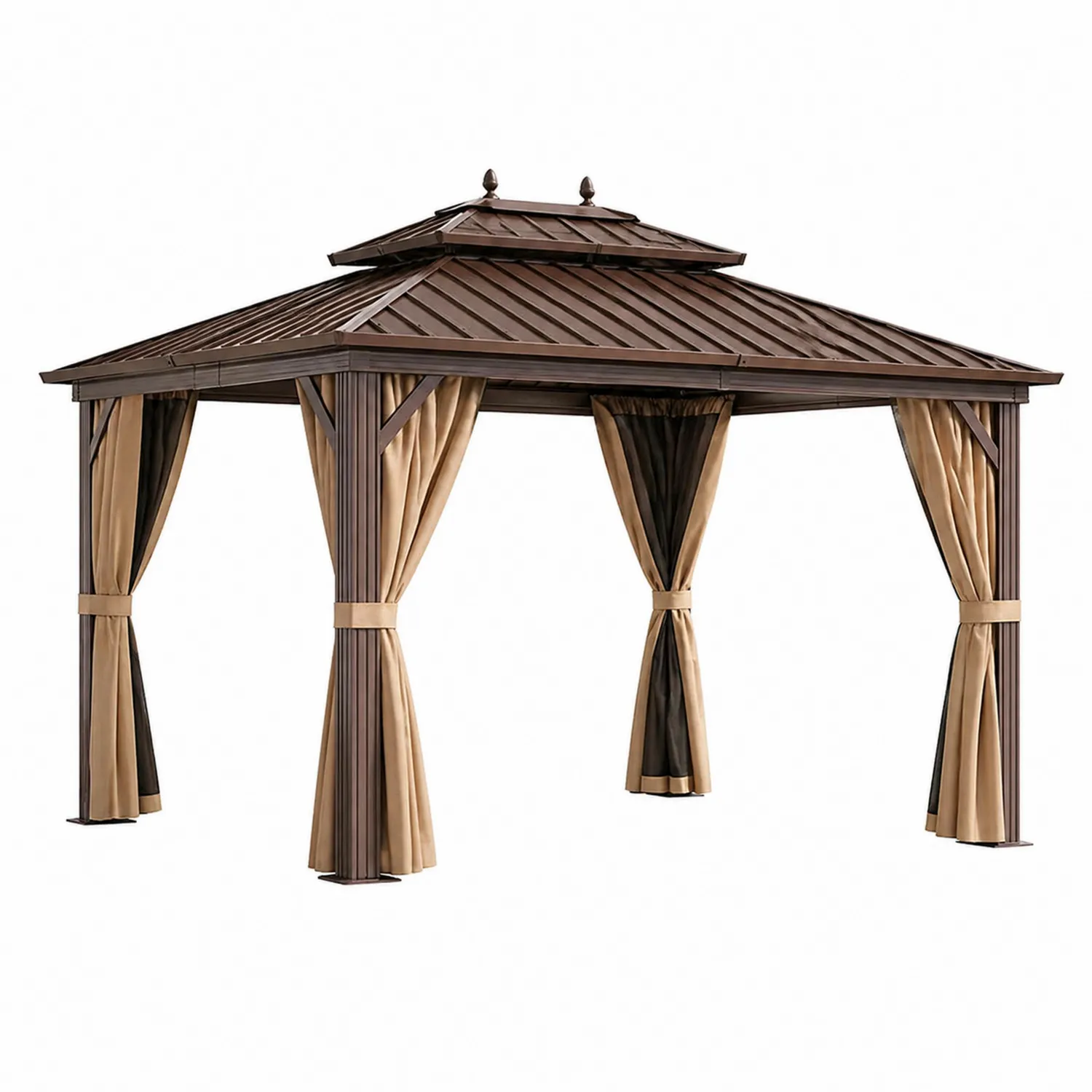 Gartenpavillon mit Aluminiumrahmen und Stahldach 4x3m Braun