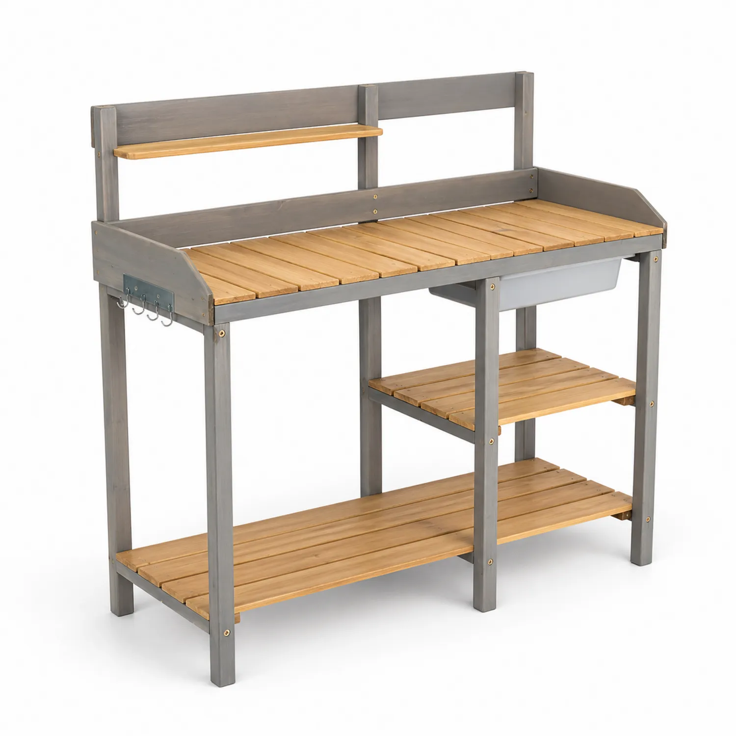 Pflanztisch Holz/Metall mit Regal und Haken