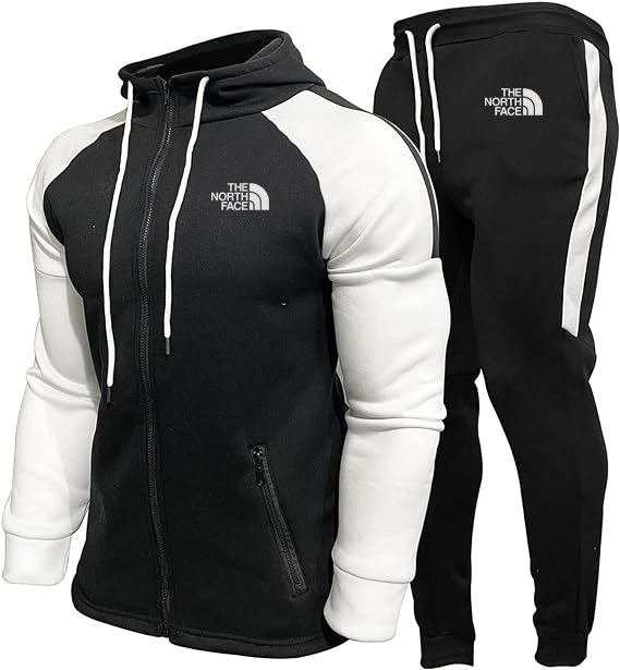 Conjunto de sudadera con capucha y pantalones deportivos con cremallera completa para hombre