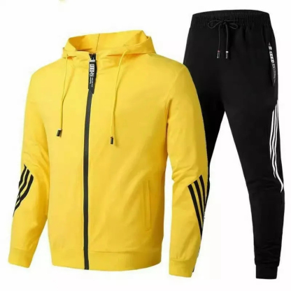 2025 Men's Striped Print Hooded Zip-Up Shirt