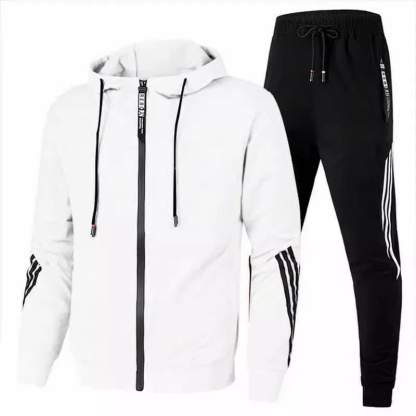 2025 Men's Striped Print Hooded Zip-Up Shirt