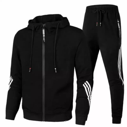 2025 Men's Striped Print Hooded Zip-Up Shirt