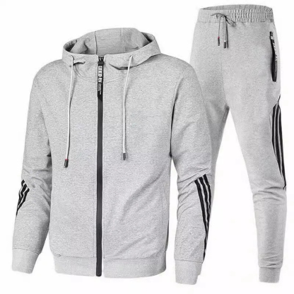 2025 Men's Striped Print Hooded Zip-Up Shirt