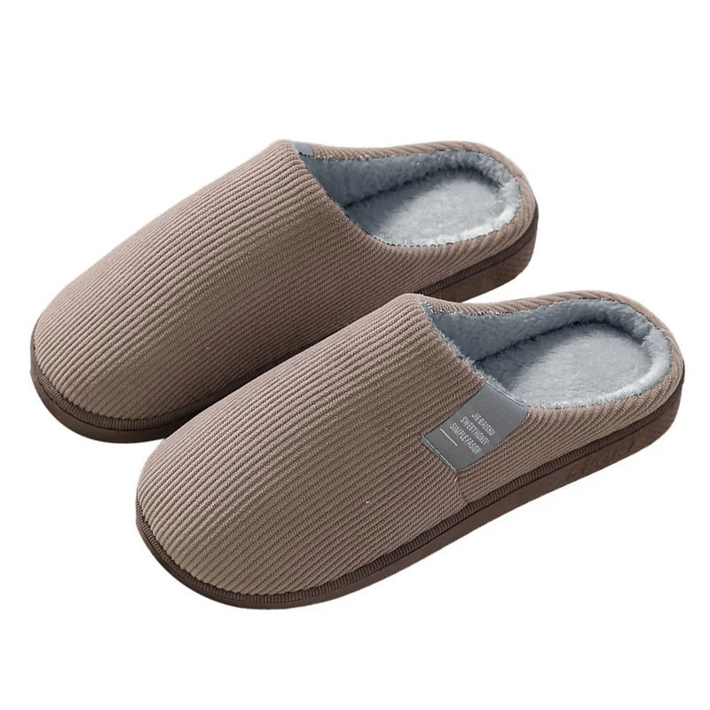 Winter Men'S Shoes Household Cotton Slippers Men Indoor Warm Plush Footwear Non-Slip Platform Slippers Couple Women Home Shoes