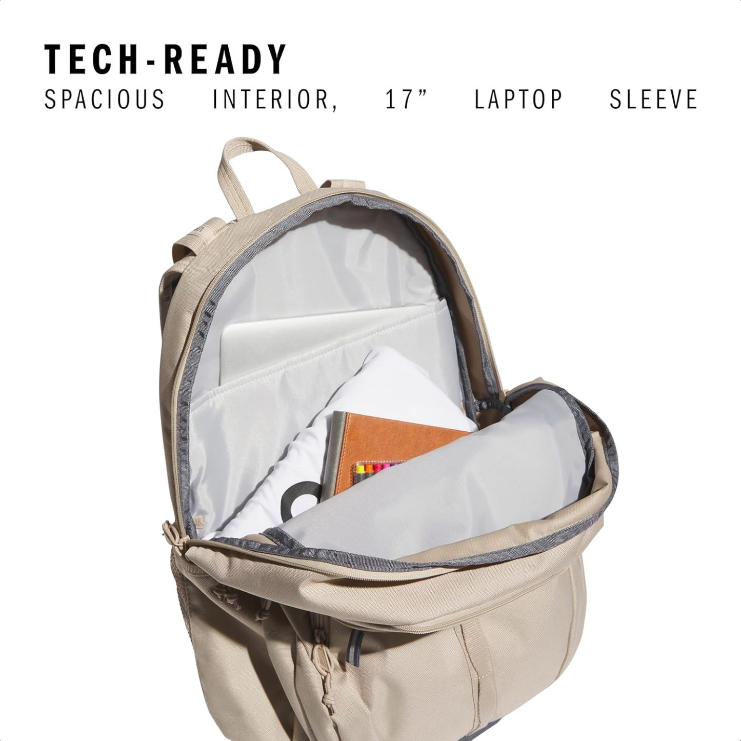 Akhjgdidas Prime Backpack for Work, Travel Bag for Women and Men with Padded Compartment for Laptop, Two Tone White/Black, One Size