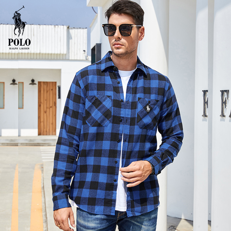 Ralkhjgph Lauren Men's flannel plaid shirt