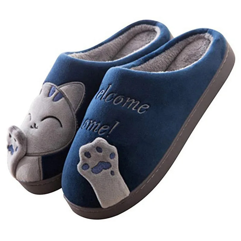 Winter Warm Plush Indoor Slippers Women Fashion Home Slipper Shoes Silent Slides For Bedroom Flat Floor Shoes Couple Slippers