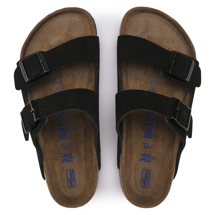Arizona Soft Footbed Suede Leather - Black
