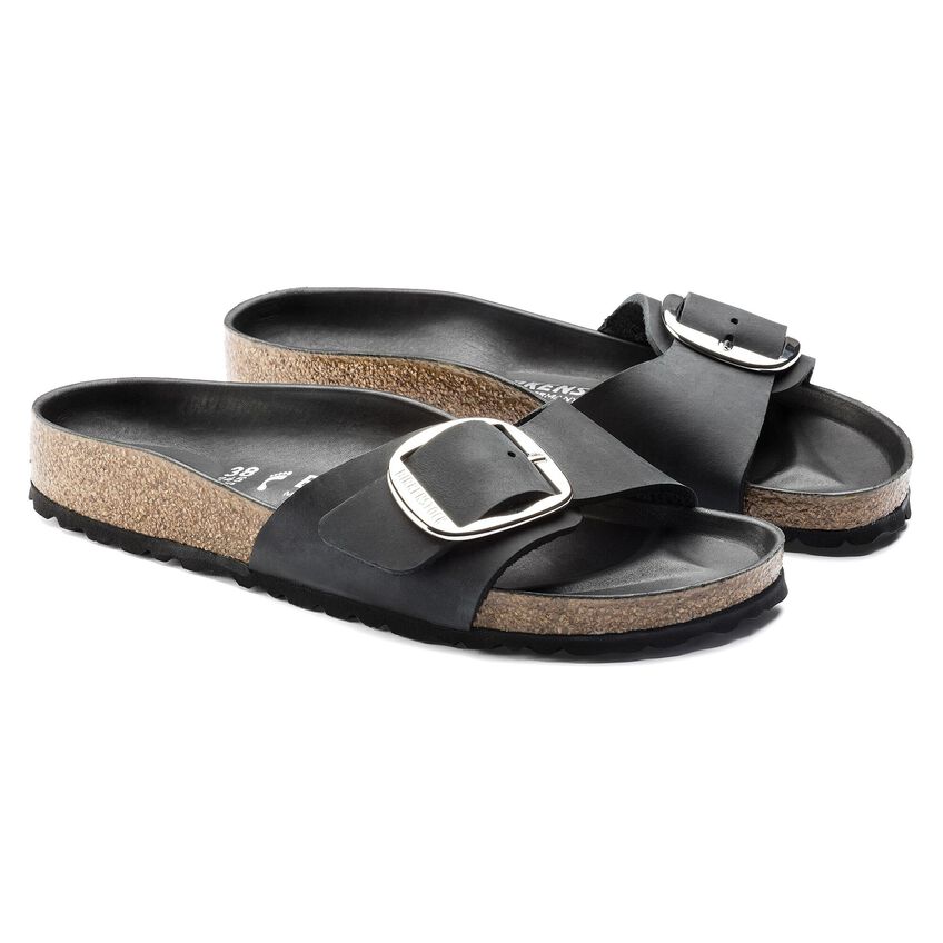 Madrid Big Buckle Oiled Leather - Black