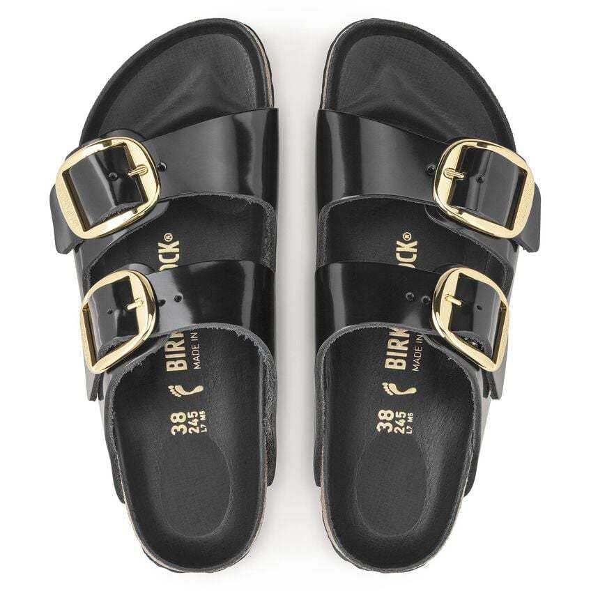 Arizona Big Buckle Natural Leather Patent - High Shine Black