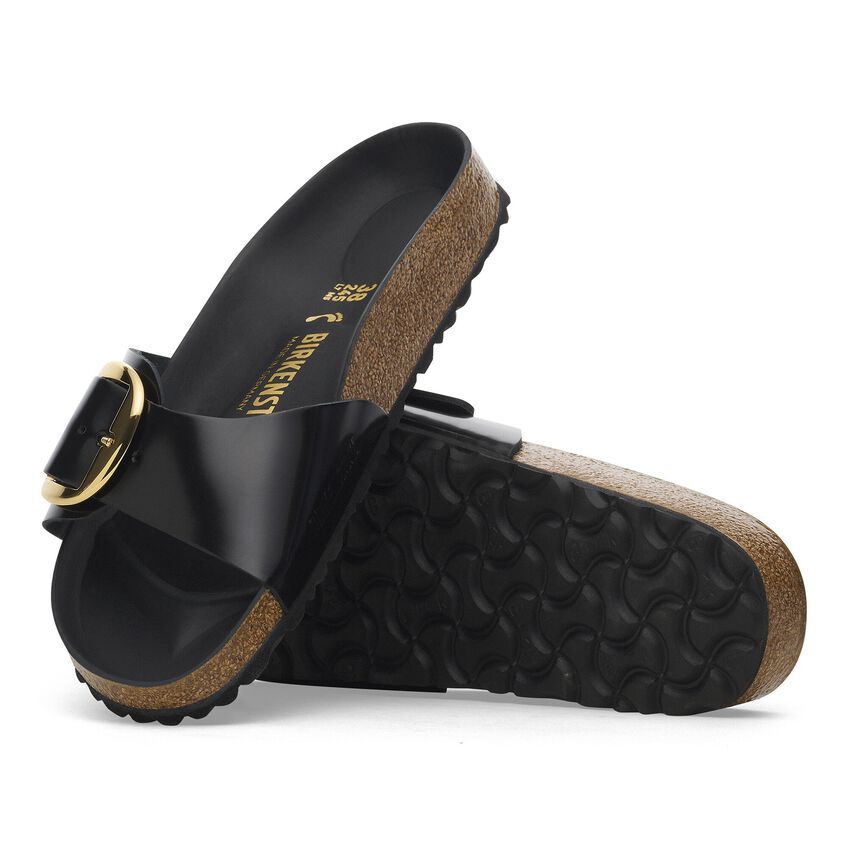 Madrid Big Buckle Natural Leather Patent - High Shine Black