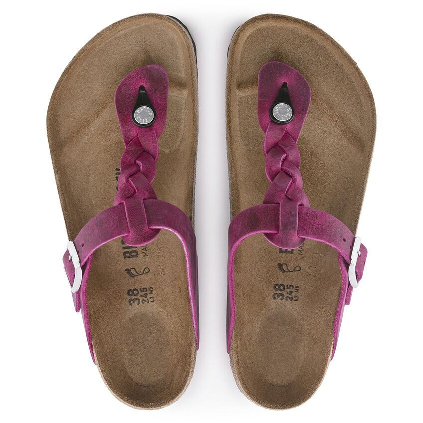 Gizeh Braided Oiled Leather - Festival Fuchsia