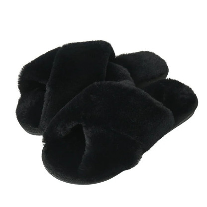 2024 New Fashion Cross Cotton Linen Slippers Women Autumn Home Thick Platform Flat Slides Floor Mute Slippers Comfort Flip Flops