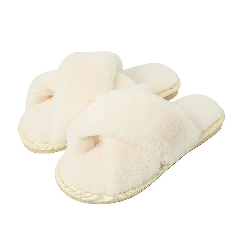 2024 New Fashion Cross Cotton Linen Slippers Women Autumn Home Thick Platform Flat Slides Floor Mute Slippers Comfort Flip Flops