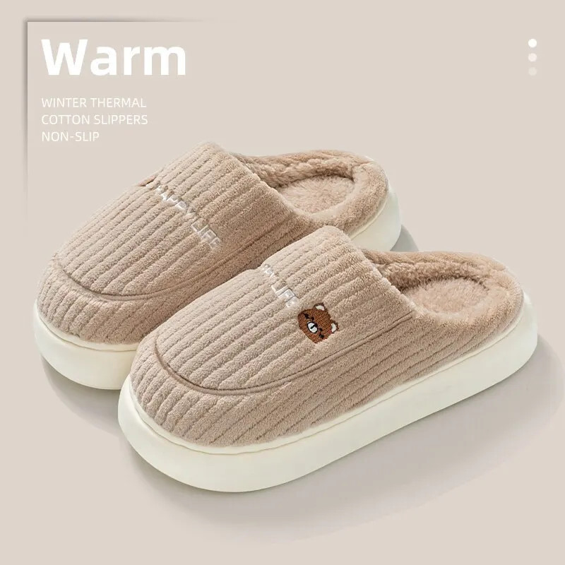 New Cotton Slippers For Women's Winter Indoor Home Fur Slippers With Thick Sole And Anti Slip Winter Style For Home Use(MTX2314)