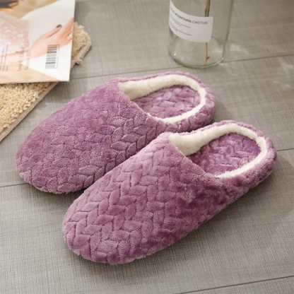 Home Slippers Winter Warm Shoes Women Indoor Soft Mule Flip Flops Silent Couple Plush Footwear Non-Slip Cotton Floor Slipper