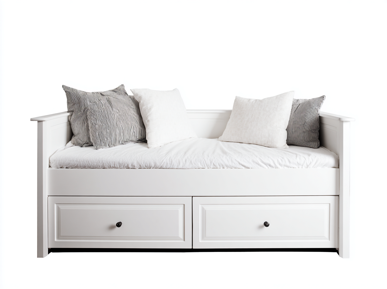 Canapé lit en bois 200x90x85 cm - blanc - canapé convertible au style classique avec rangement intégré-Oakupden