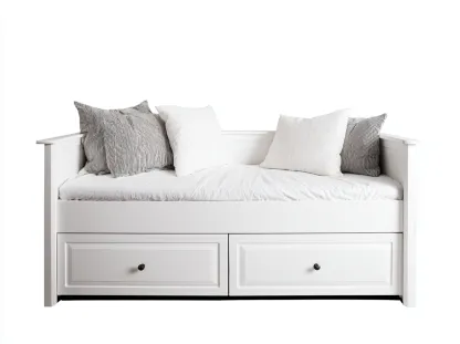 Canapé lit en bois 200x90x85 cm - blanc - canapé convertible au style classique avec rangement intégré-Oakupden