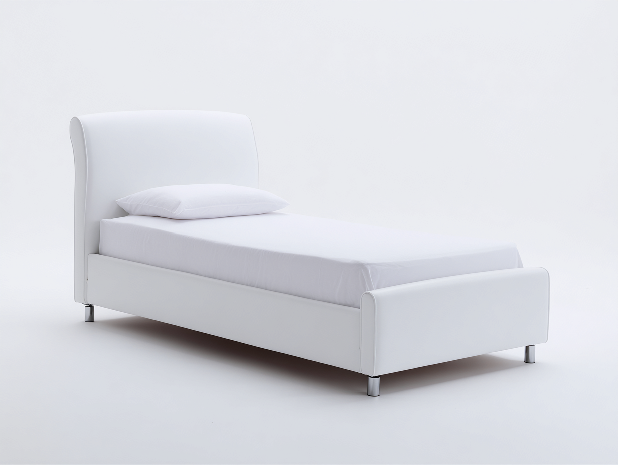 Lit simple tapissé 200x90x92 cm - blanc - design contemporain pour chambre-Oakupden