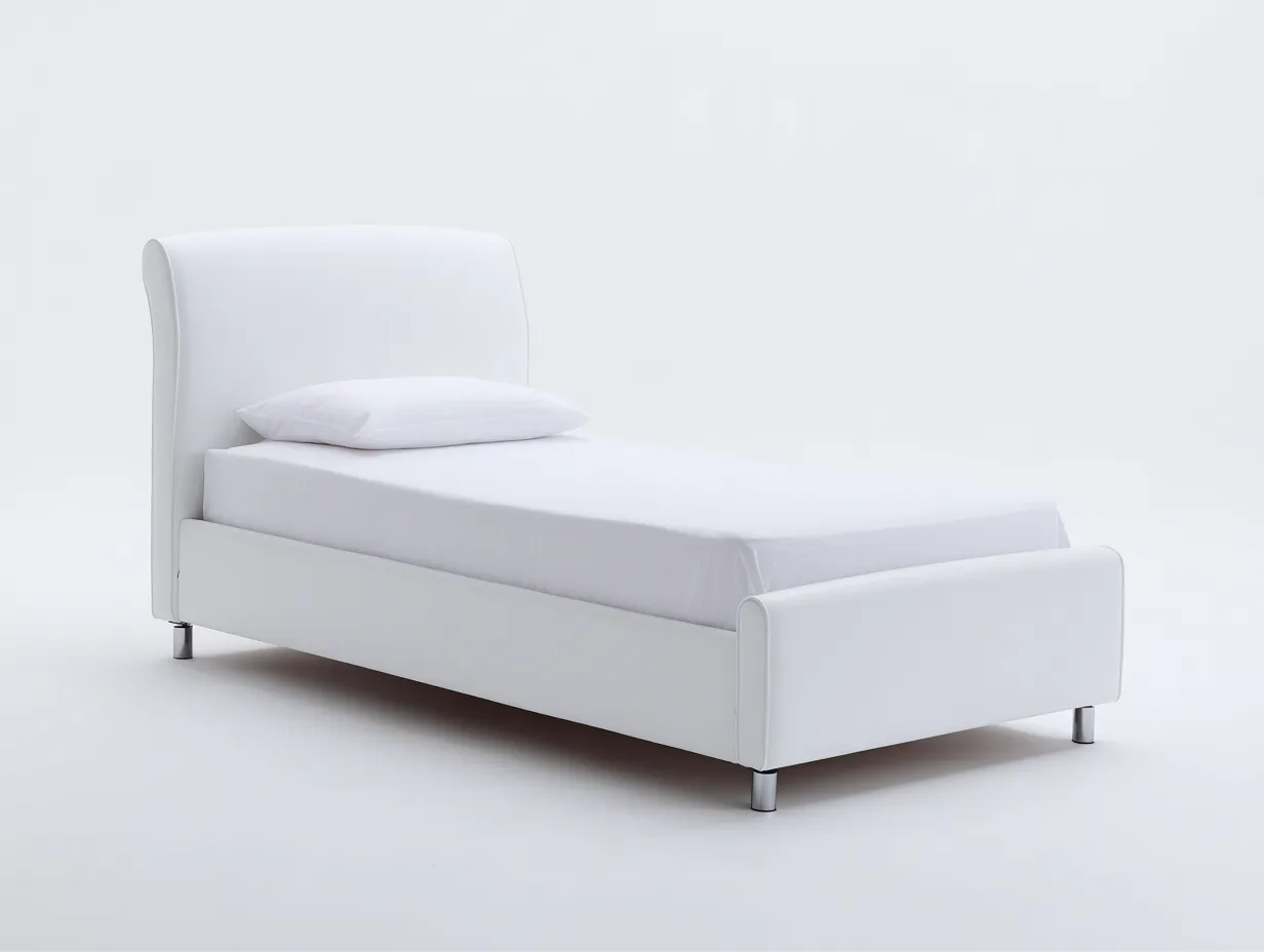 Lit simple tapissé 200x90x92 cm - blanc - design contemporain pour chambre-Oakupden