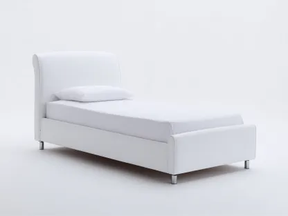 Lit simple tapissé 200x90x92 cm - blanc - design contemporain pour chambre-Oakupden