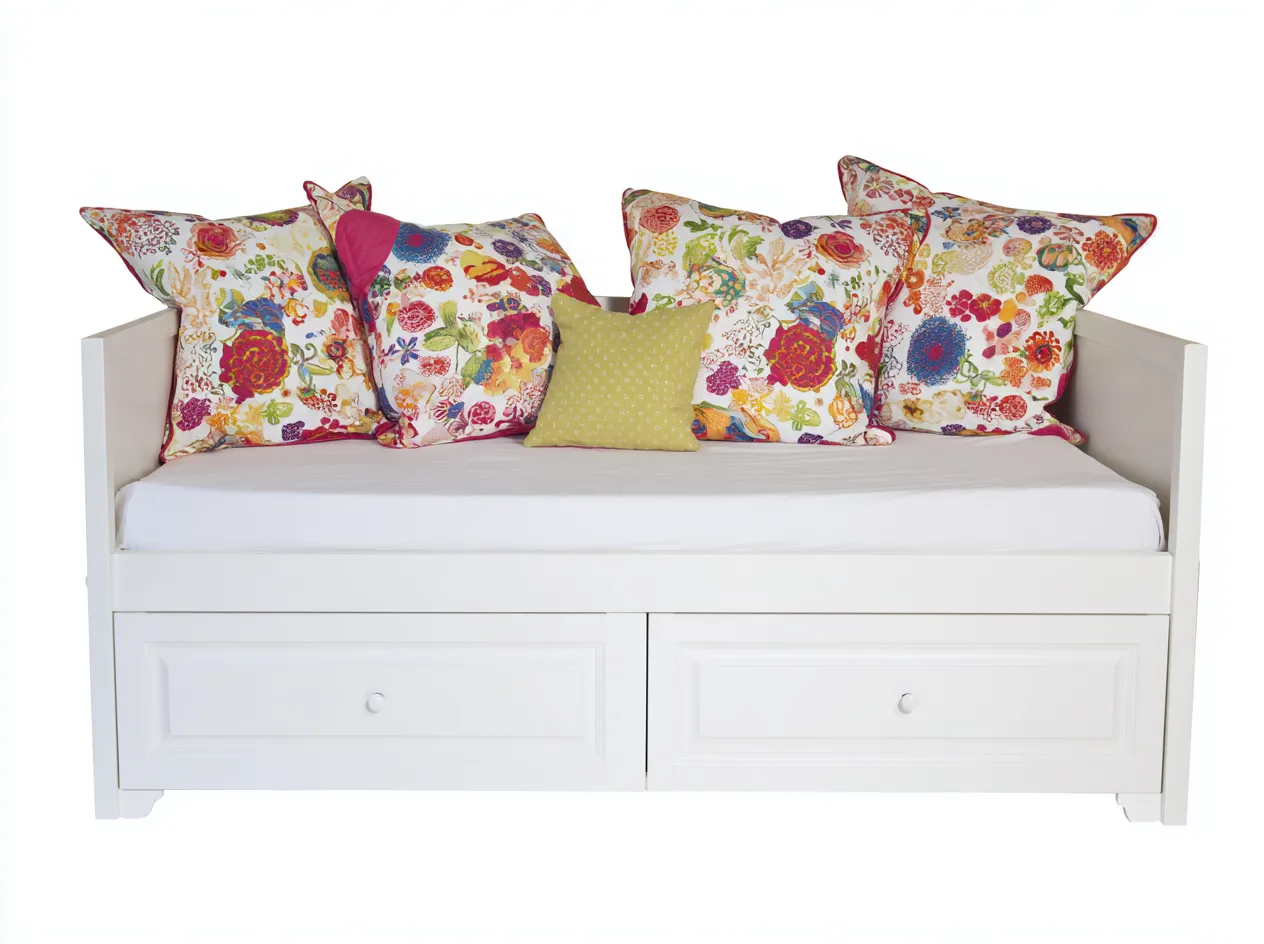 Canapé lit en bois 200x90x85 cm - blanc - canapé convertible au style classique avec rangement intégré-Oakupden