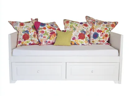 Canapé lit en bois 200x90x85 cm - blanc - canapé convertible au style classique avec rangement intégré-Oakupden