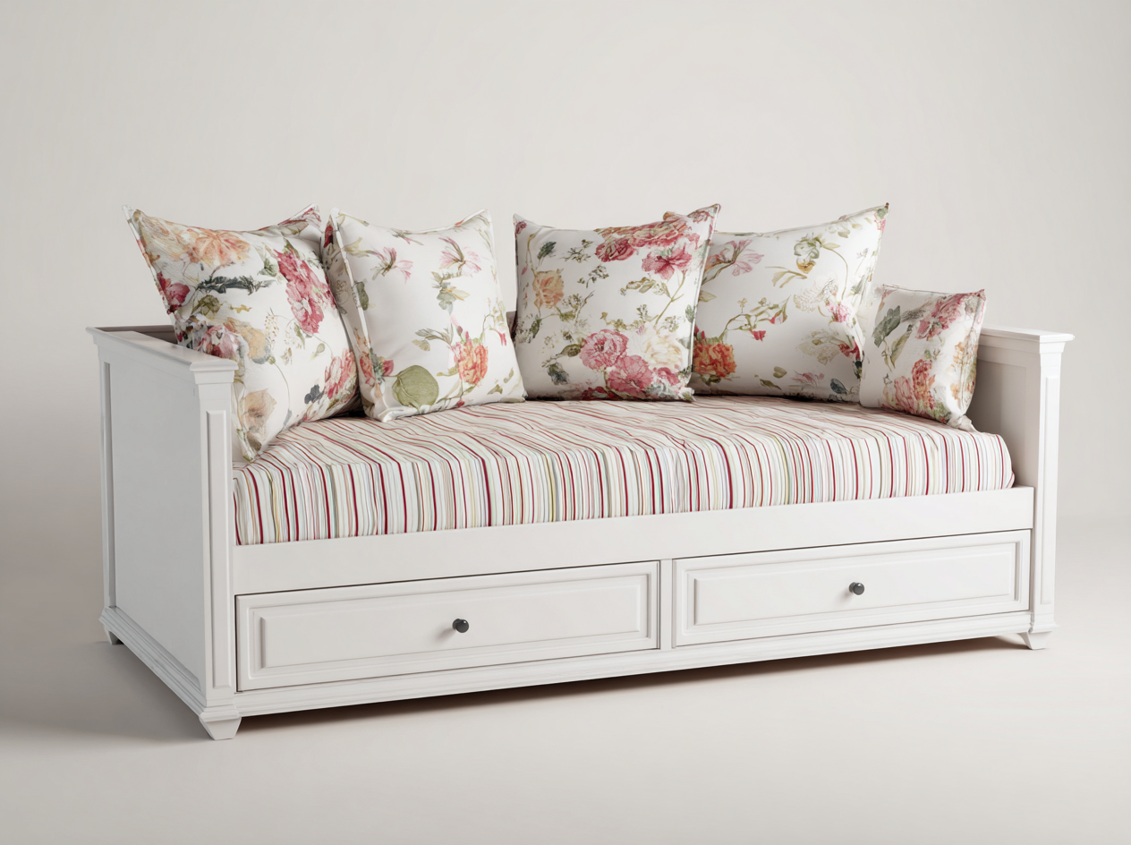 Canapé lit en bois 200x90x85 cm - blanc - canapé convertible au style classique avec rangement intégré-Oakupden