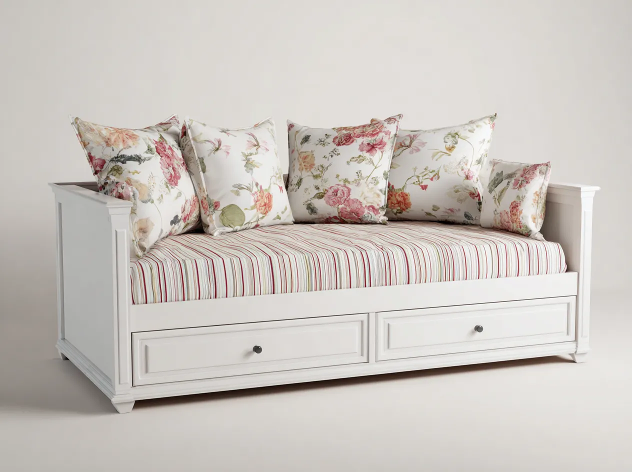 Canapé lit en bois 200x90x85 cm - blanc - canapé convertible au style classique avec rangement intégré-Oakupden