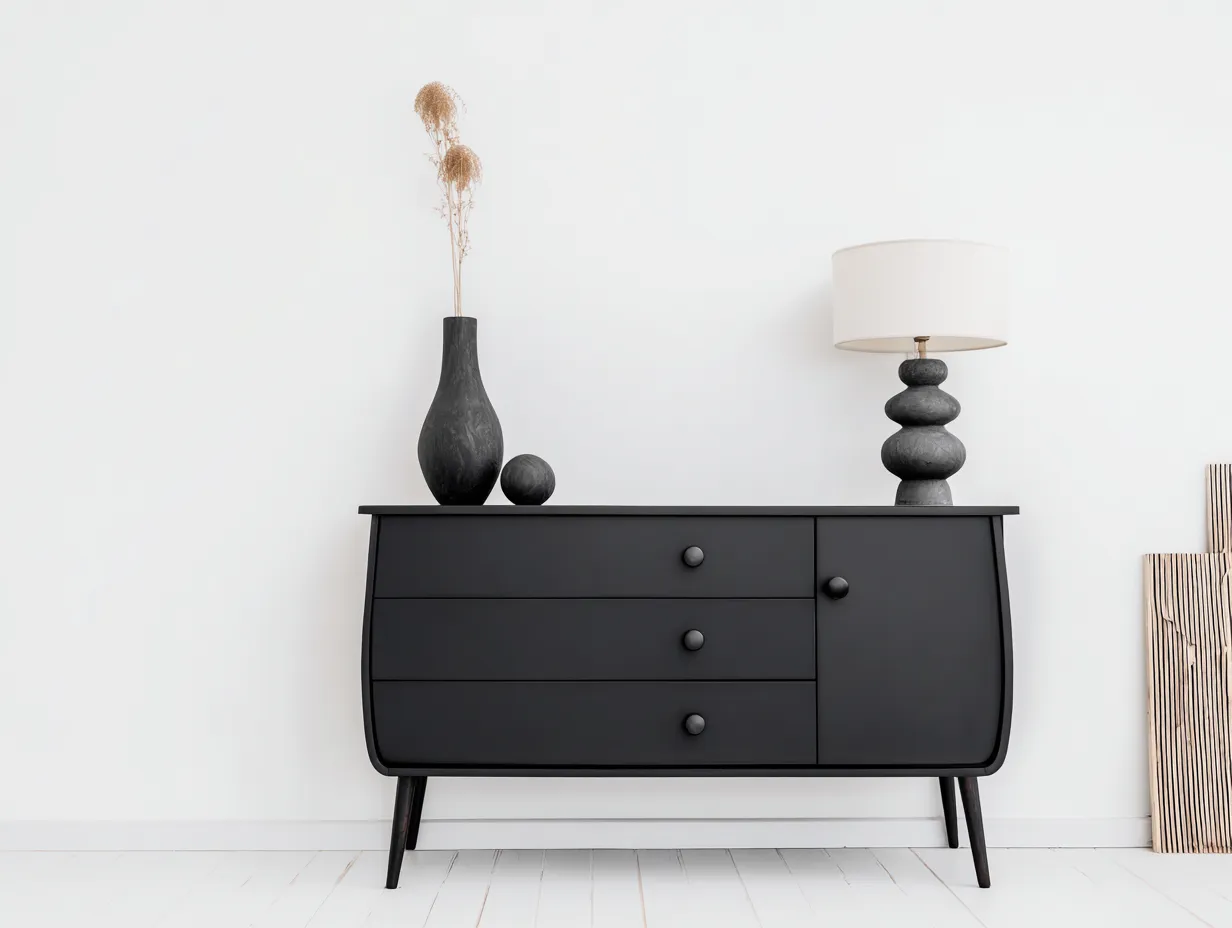 Meuble d'entrée en bois 120x40x80 cm - Noir - Rangement intérieur - Style contemporain-Oakupden
