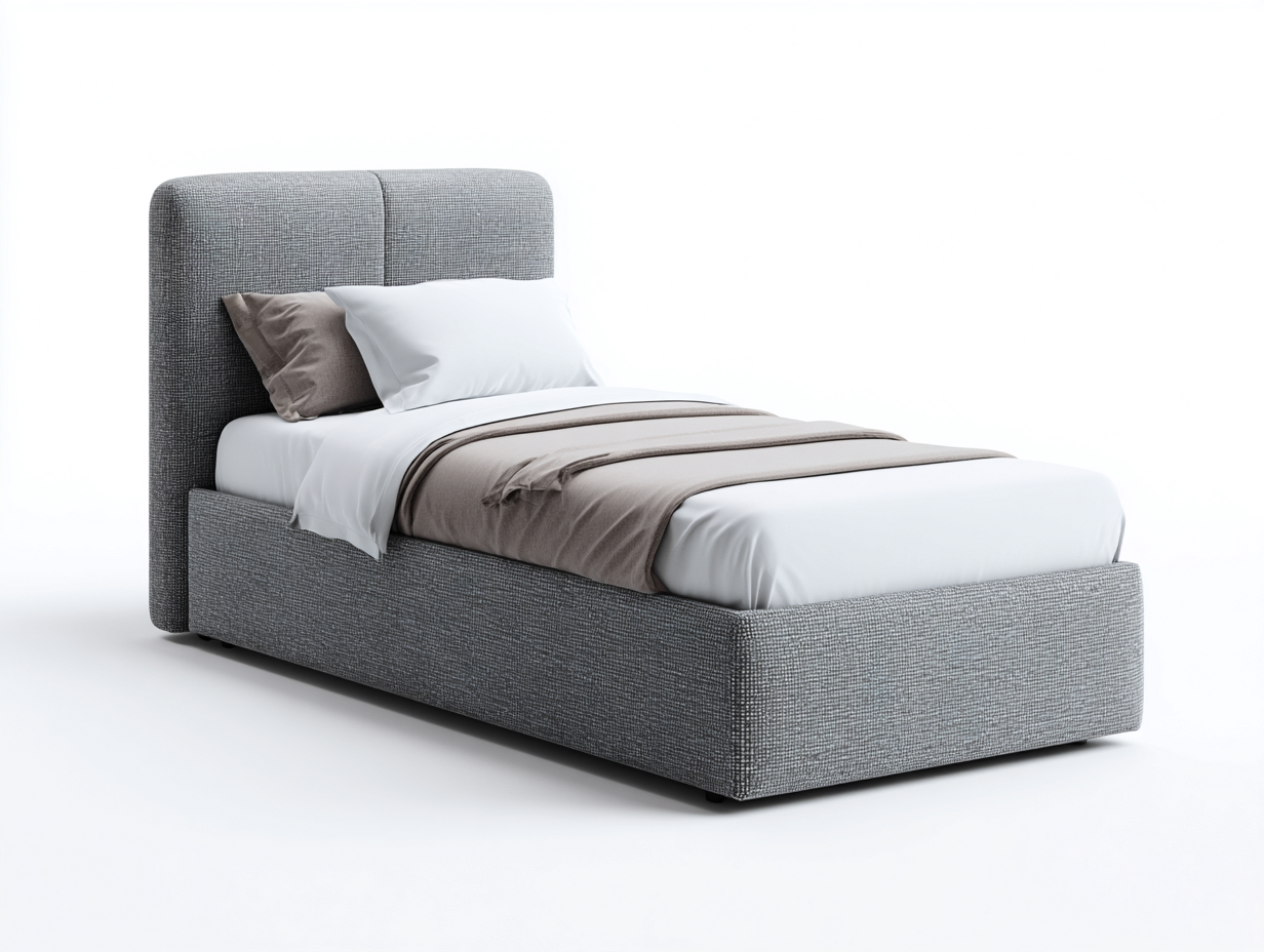 Lit simple tapissé 200x100x95 cm - gris clair - lit une place au style moderne et confortable-Oakupden