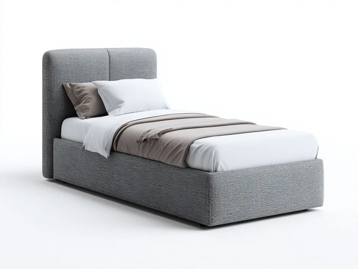 Lit simple tapissé 200x100x95 cm - gris clair - lit une place au style moderne et confortable-Oakupden