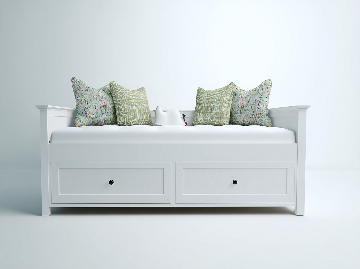Canapé lit en bois 200x90x75 cm - Blanc - Couchage et rangement intérieur - Style classique-Oakupden