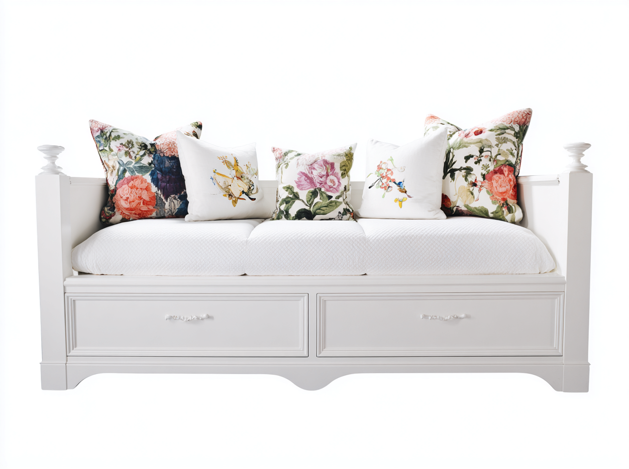 Canapé lit en bois 200x90x85 cm - Blanc - Style classique fonctionnel-Oakupden